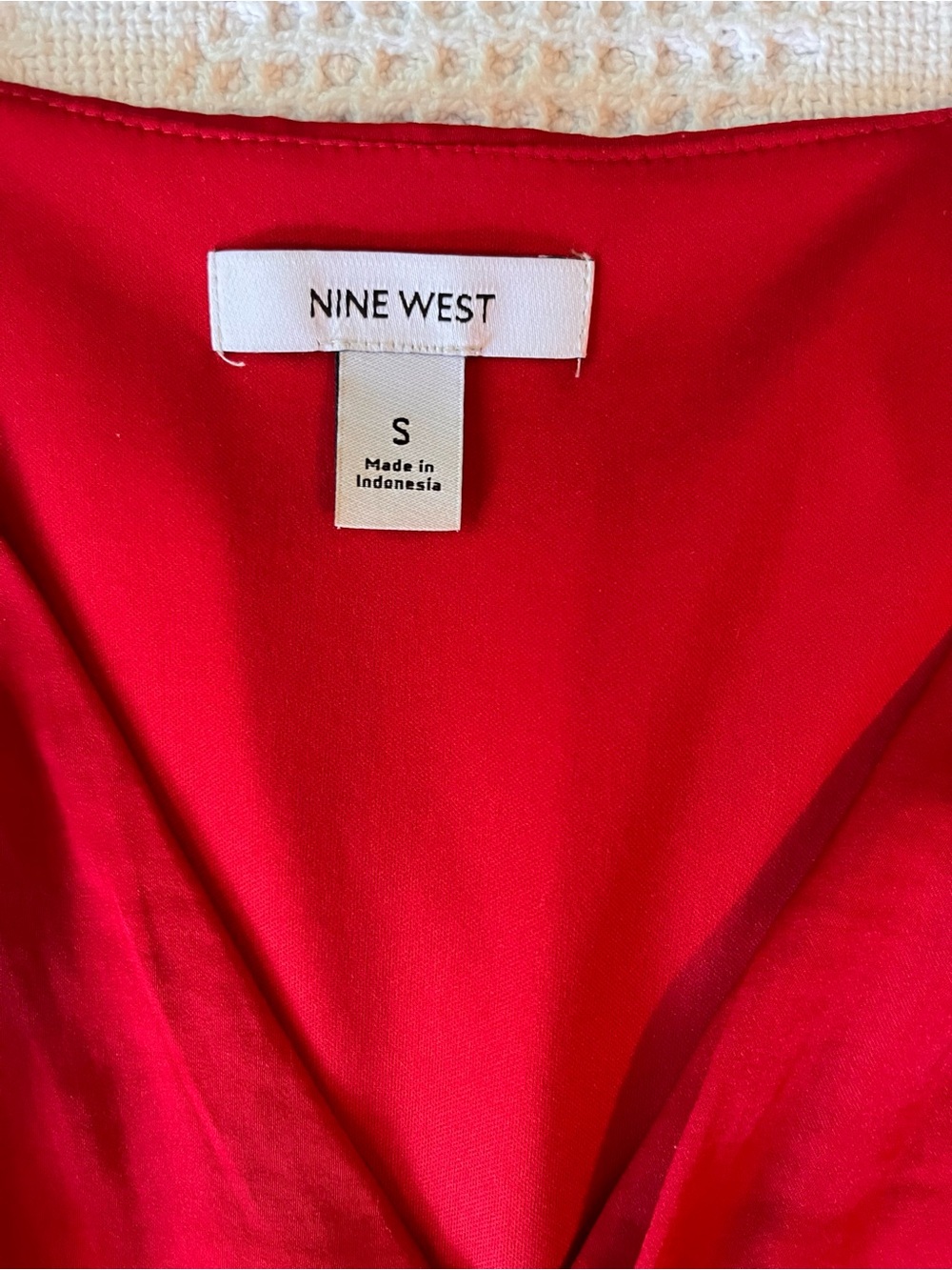 Nine West Red V-Neck Long-Sleeve Smocked Waist Dress - Picture 3 of 8